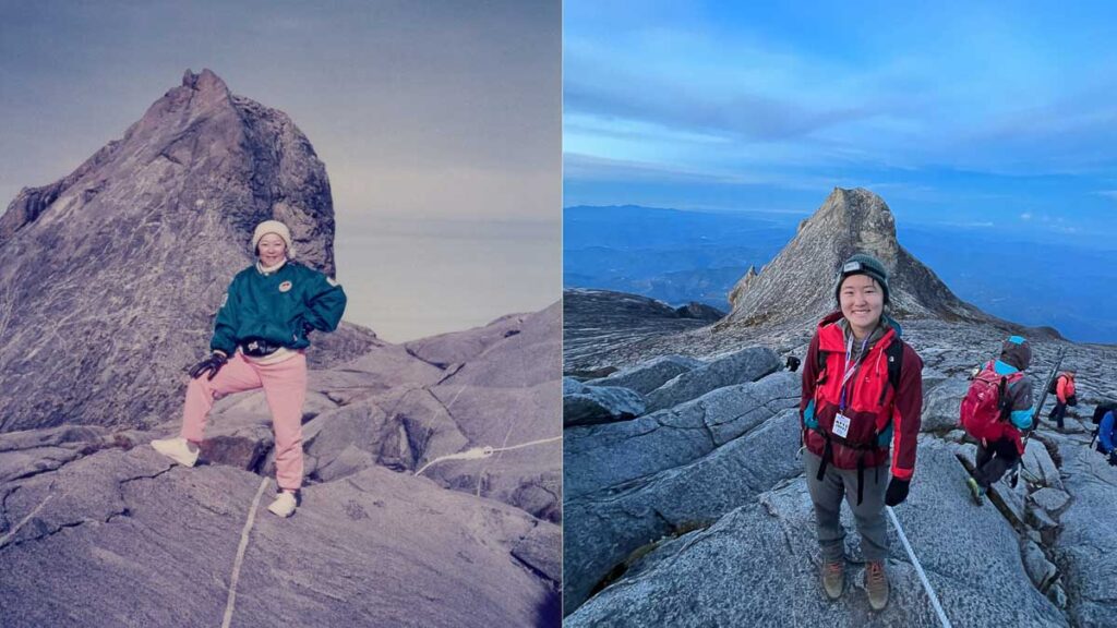 Kim and Grandma at Summit - Climbing Mount Kinabalu
