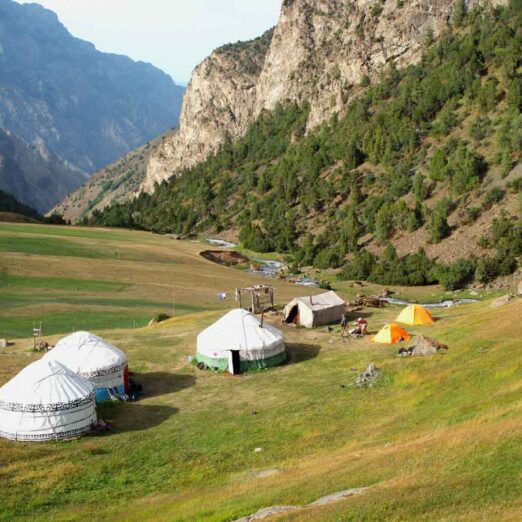 Yurts on the steppes of Kyrgyzstan