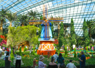 Windmill at Tulipmania Gardens by the Bay