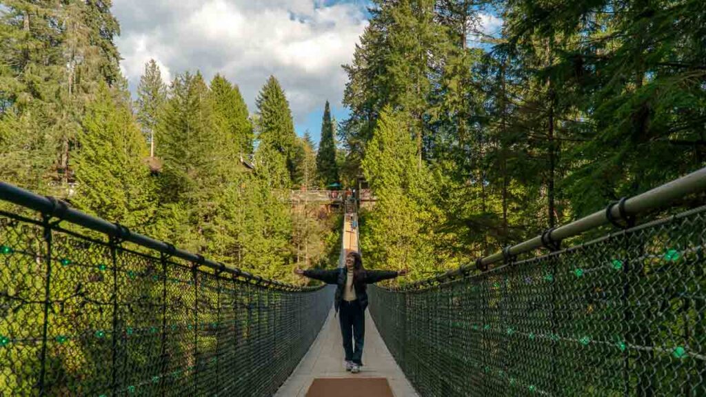 Girl on Capilano Suspension Bridge - Vancouver attractions