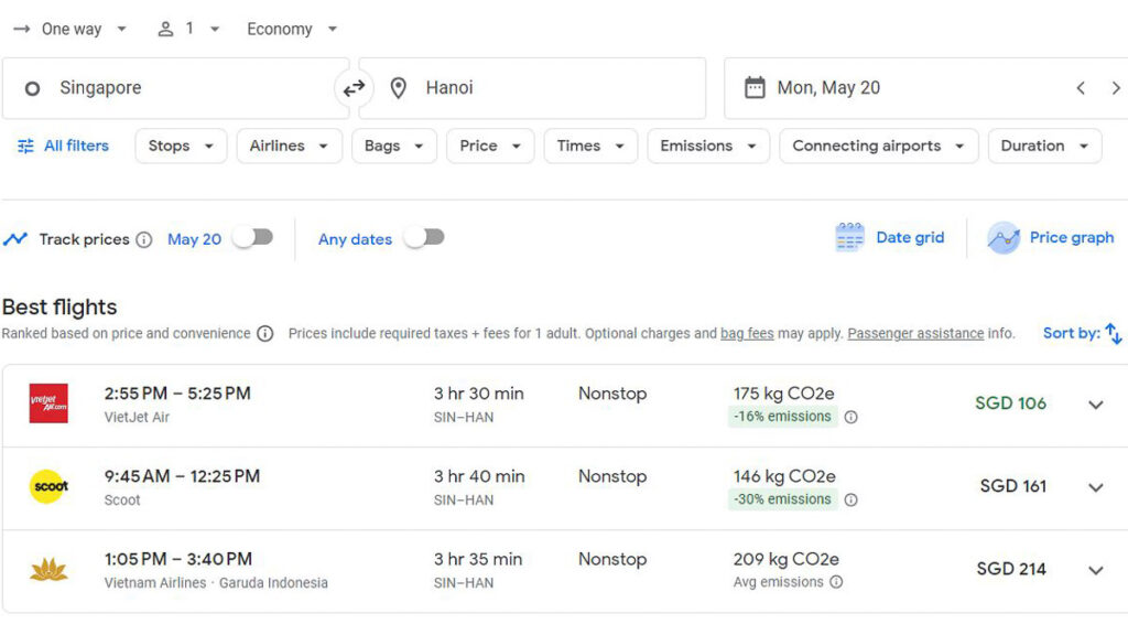 Google Flights SIN-HAN 1pax - How to Score Cheap Flights