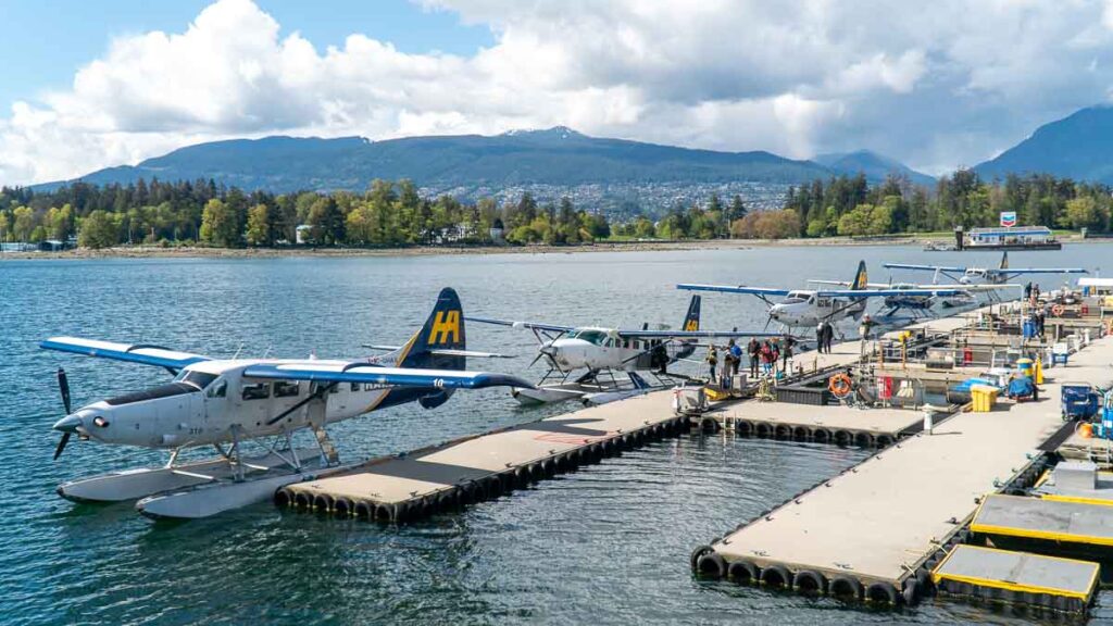 Harbour Air sea planes parked - Vancouver activities