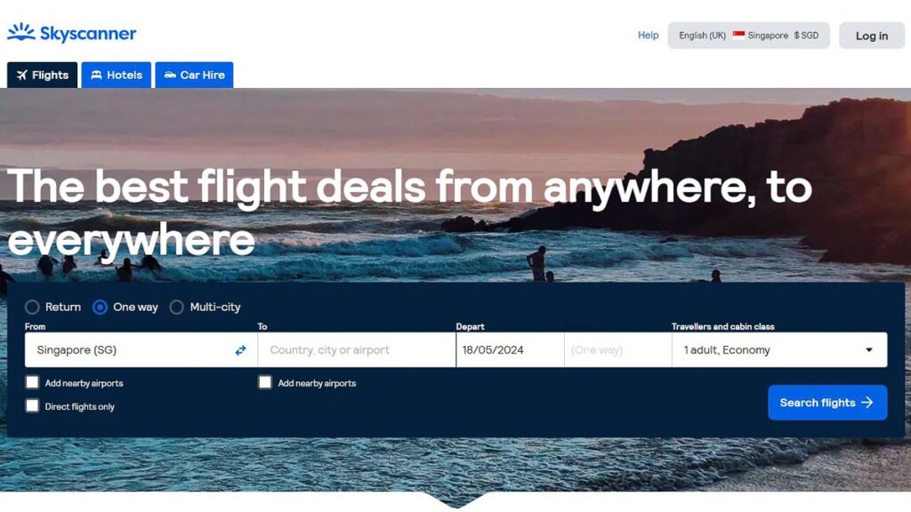 Skyscanner interface - How to Score Cheap Flights