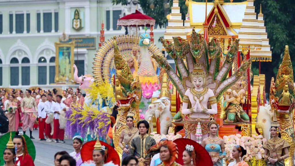 People Walking Along Songkran Parade - Guide to Songkran