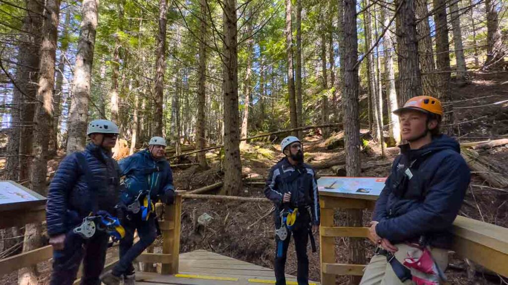 Guide sharing about the forest in Whistler on the Ziptrek Ecotour -Canadar atttractions
