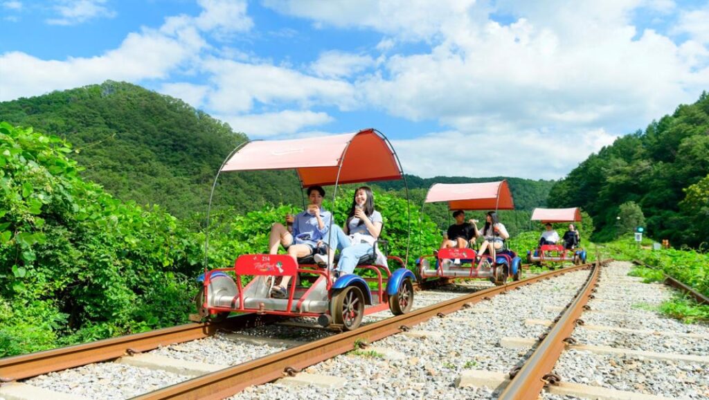 Rail bikes at the Gangchon Rail Park - Nami Island