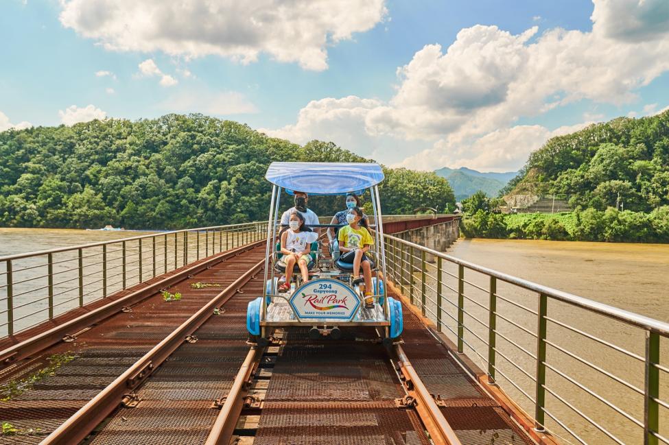 Rail bikes at the Gapyeong Rail Park - Nami Island Day Trip