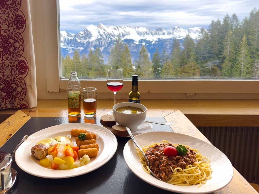 Lunch with a view at Bergrestaurant Chrüz Flumserberg - Day trips from Zurich