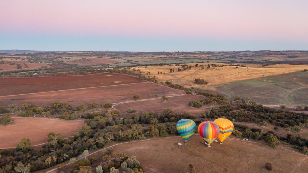 Hot Air Balloons Landing at Avon Valley - Western Australia Bucket List