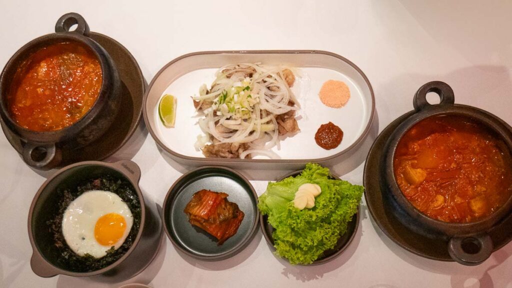 Kimchi jigae sets with grilled pork belly at SUP by Super Kimchi - what to eat in Skudai