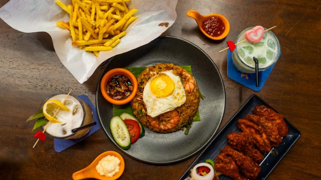 Fried Rice, fries, and wings served at The GRID Kitchen and Bar - Skudai Food Guide