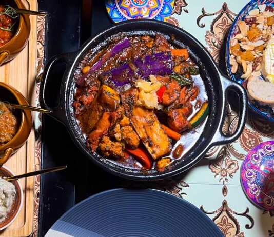 Chicken tangine, a varity of dips, and a bread platter from Chill Oasis - - Bars in Skudai