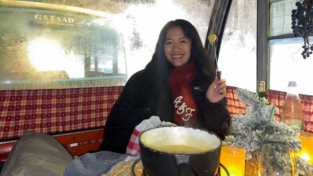 Cheese Fondue In Gondola - Winter food in Zurich