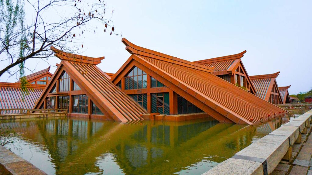Triangular roofs of musems at Guangfulin Cultural Relics Park - Hidden gems in Shanghai