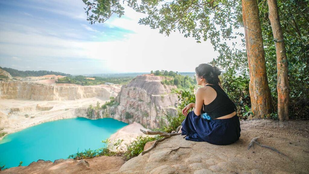 Tracey looking at Blue Lake JB Malaysia - Blue Lake Hiking Guide