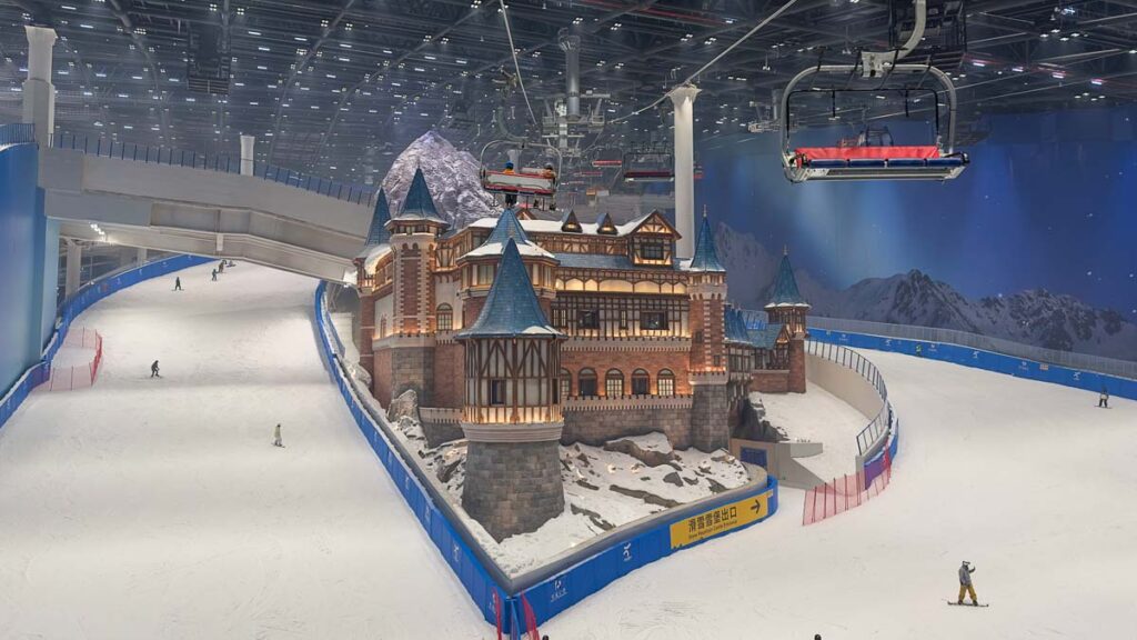Aerial view of the ski slopes at Yaoxue - Yaoxue Ice & Snow World