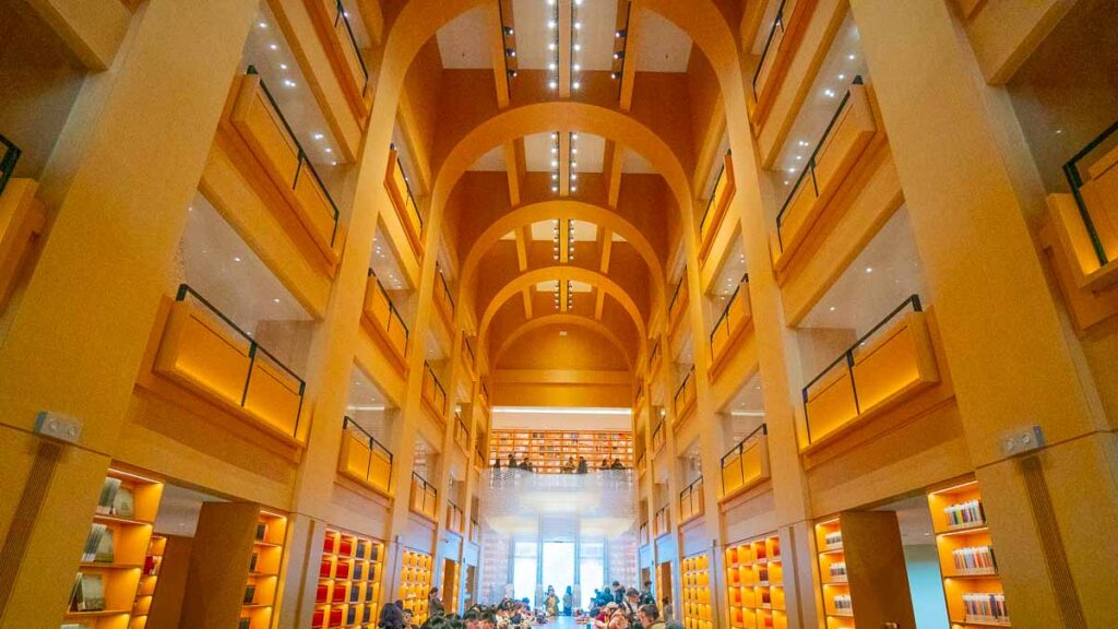 Main study area in Zikawei Library with tall arches - Zikawei Library