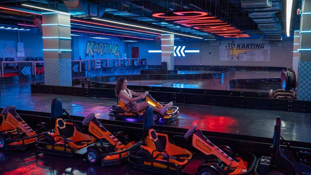 Girl racing on KSL Go Kart - Things to do in KSL City Mall