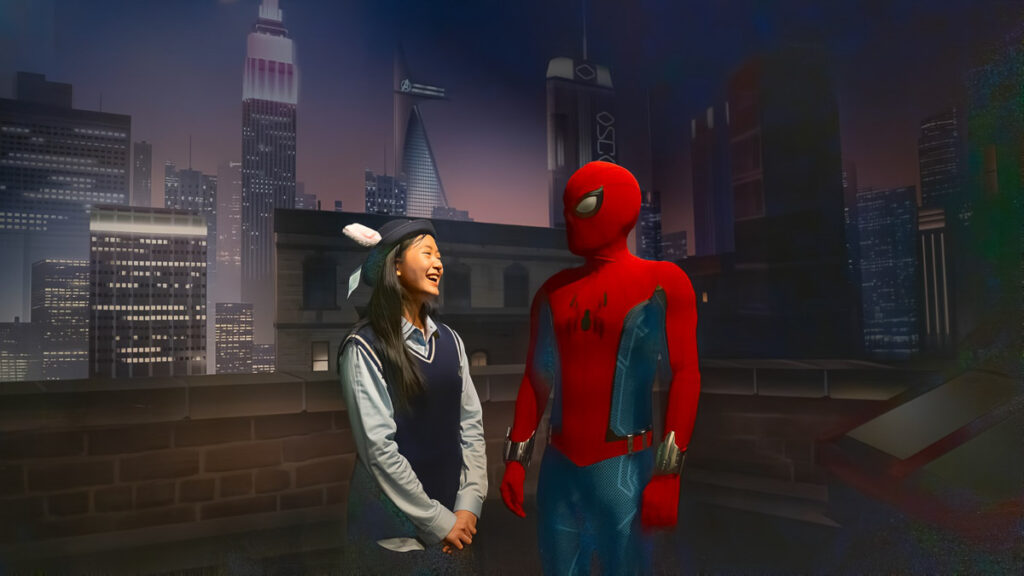 A girl chatting with Spider Man in Shanghai Disneyland - Shanghai Disneyland