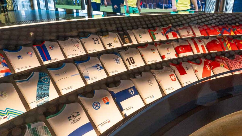 display of each country's football team's jerseys - FIFA Museum