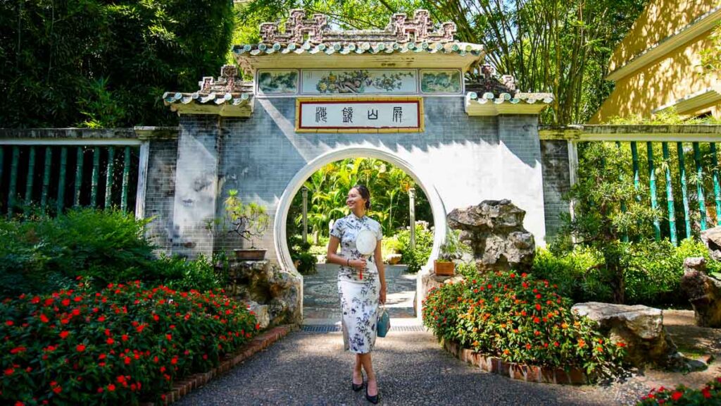 Girl in Qipao at Lou Lim Loc Garden - Macao Solo Itinerary