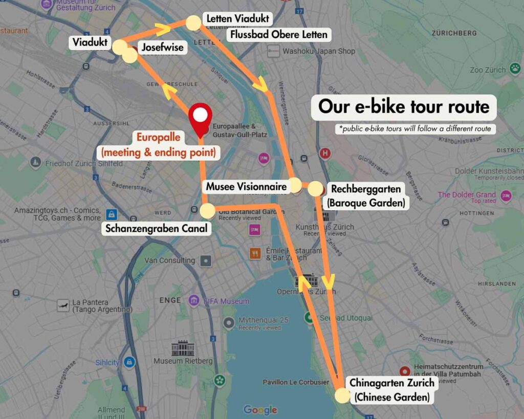 Bike route - Zurich bike tour