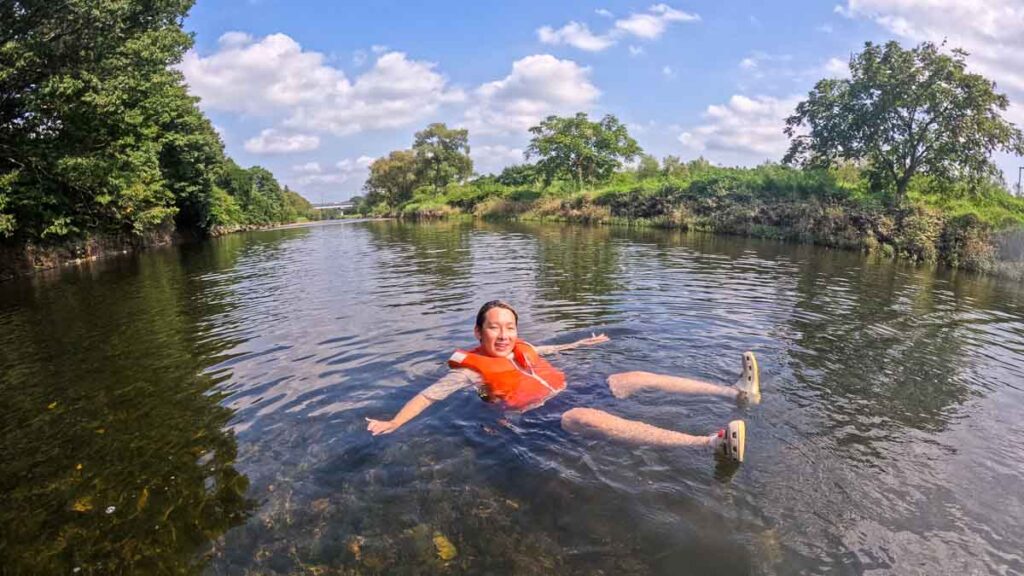 Boy Floating in Kitakami River, Iwate, Japan - Tohoku Itinerary
