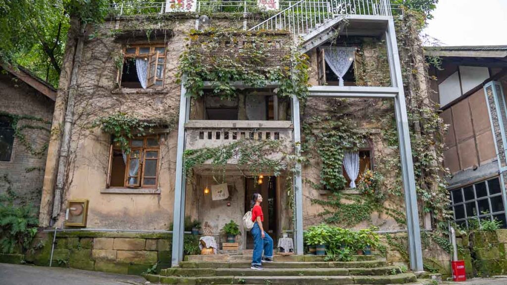Girl at Jingangbei Ancient Village Building - Chongqing Itinerary