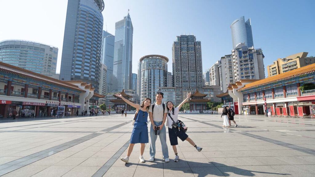 Friends at Kuixing Tower Ground Floor - Chongqing Itinerary