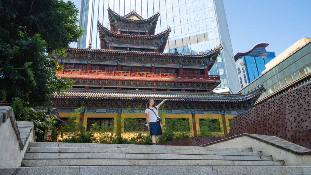 Girl at Luohan Temple Exterior - Things to do in Chongqing