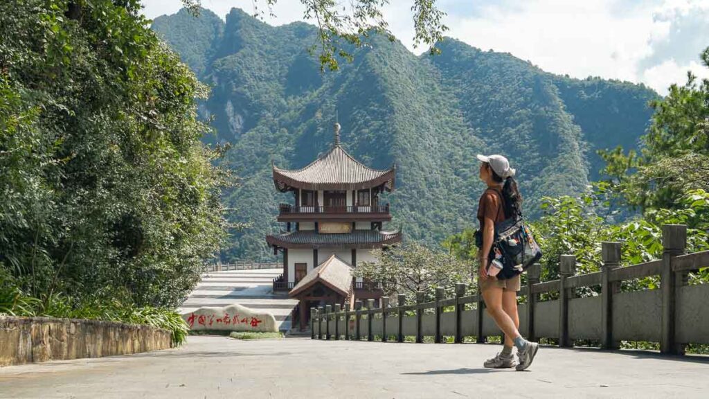 Girl at Wuling Mountain Great Rift Valley Entrance - Chongqing Itinerary