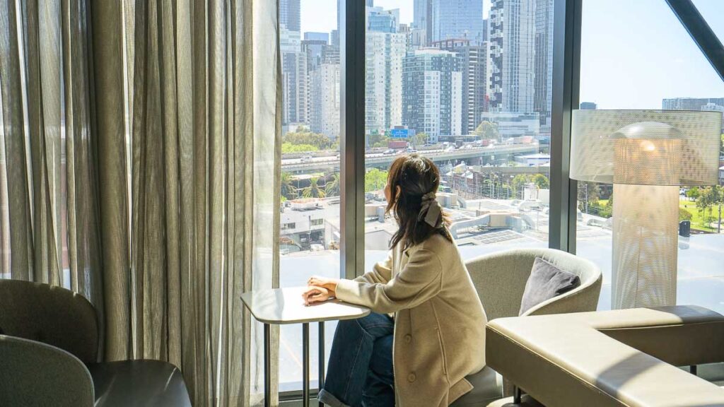 Girl at AC Hotel Lobby - AC Hotel Melbourne Southbank Review