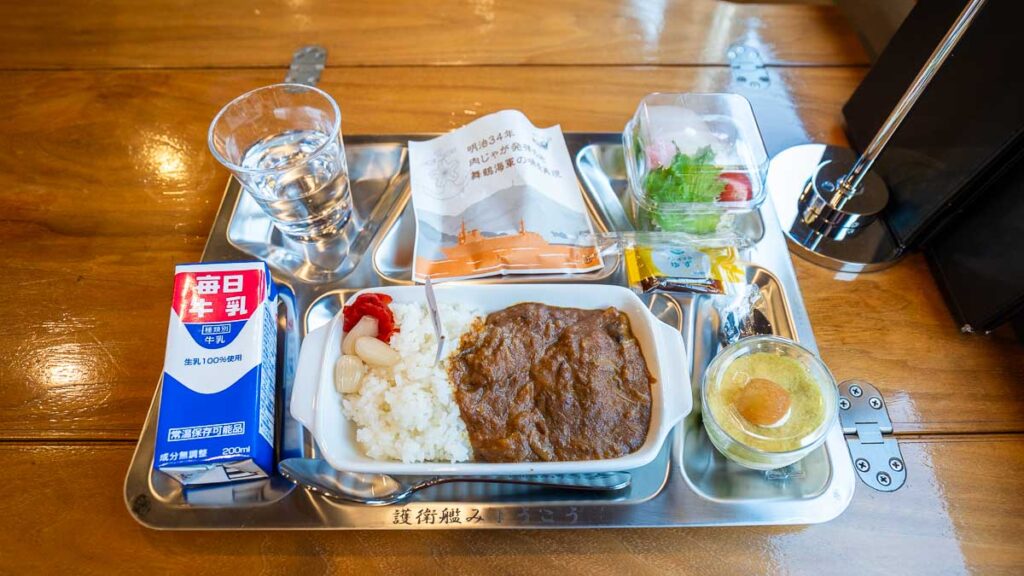 Curry rice meal on the KURO-MATSU sightseeing train - Kyoto by the Sea