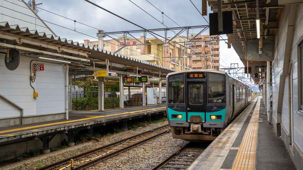 Train in Ayabe station - Getting around Kyoto by the Sea