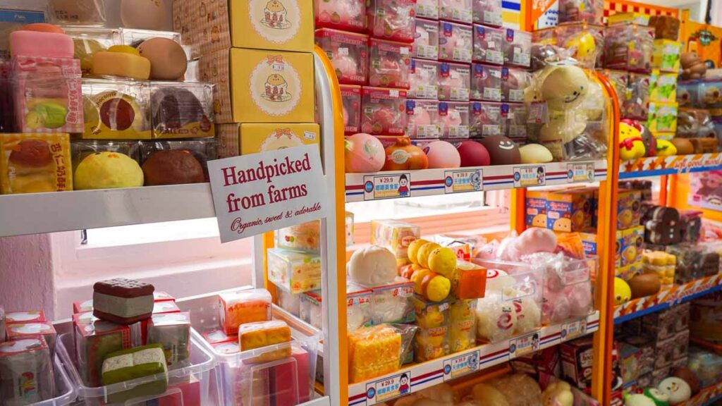 Shelves with Squishies - Things to do in Pearl’s Hill