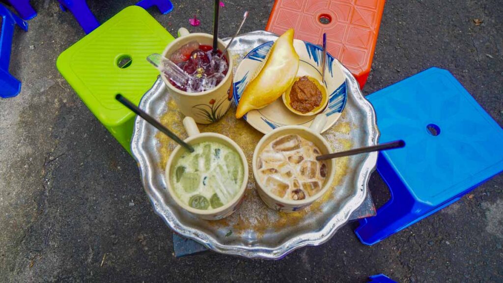 Drinks and Bread on a Stool - Things to eat in Ho Chi Minh City