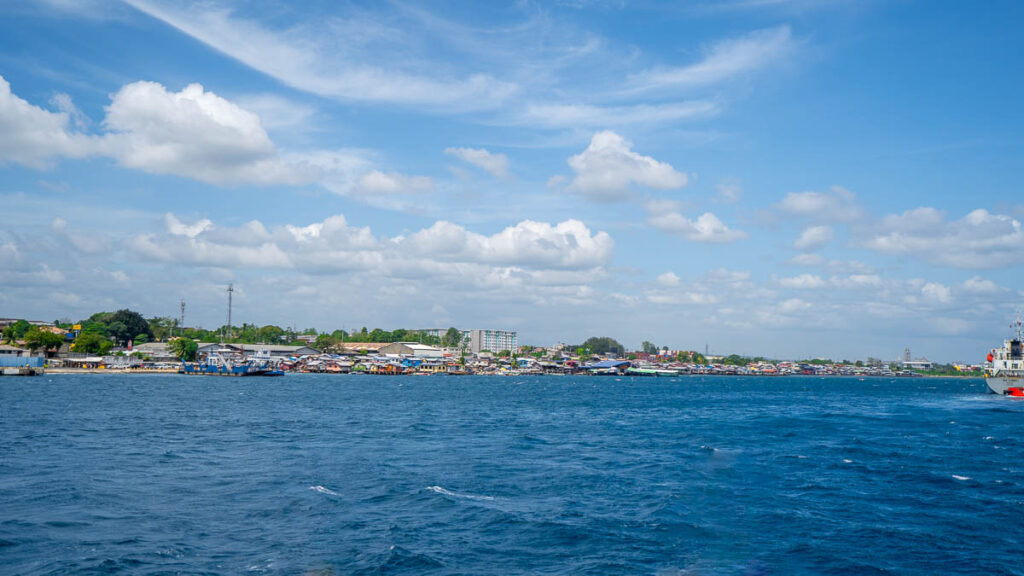 View of Davao City from a ferry - Getting to Davao