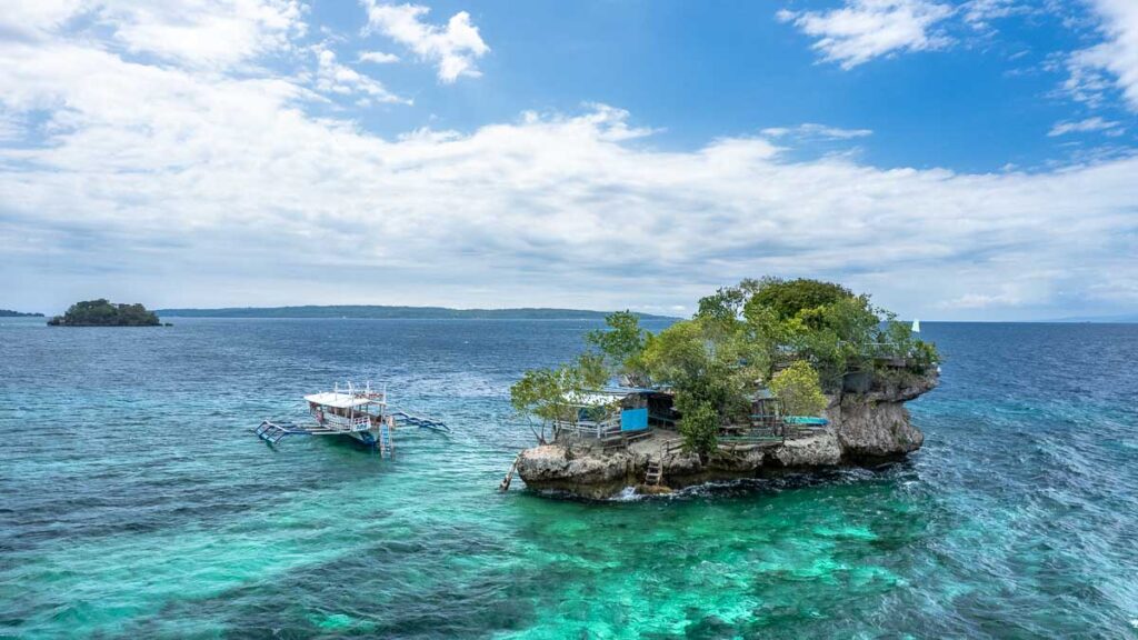 Drone shot of Wishing Island from Island Hopping in Samal Island - Things to do in Davao