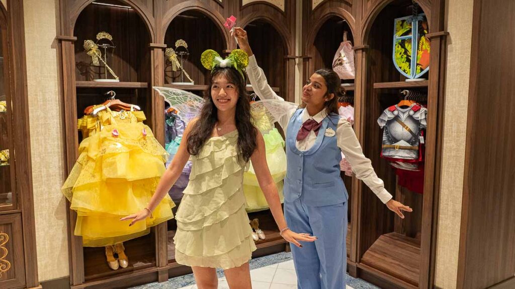 Girl Being Pixie Dusted at Bibbidi Bobbidi Boutique - Disney Cruise Singapore Tips