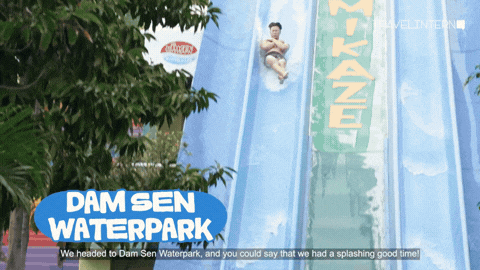 Man going down a water slide - Ho Chi Minh City Bootcamp TTI21