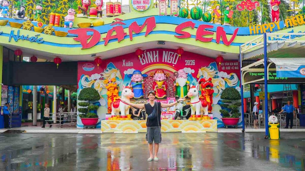 Man standing in front of a WaterPark - Ho Chi Minh City Budget Itinerary