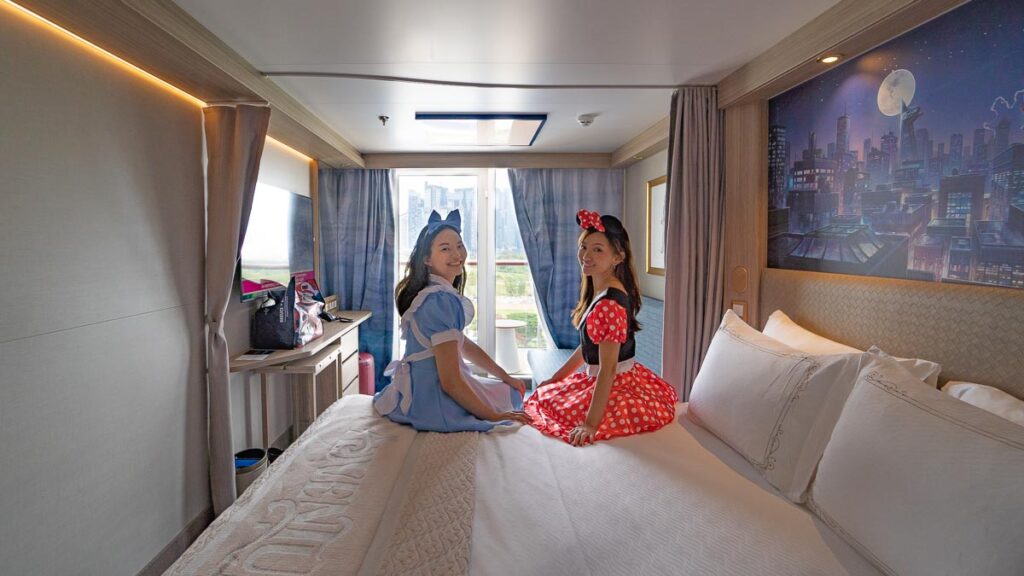 Two Girls in the Deluxe Oceanview Stateroom with Verandah - Disney Adventure Cruise Review