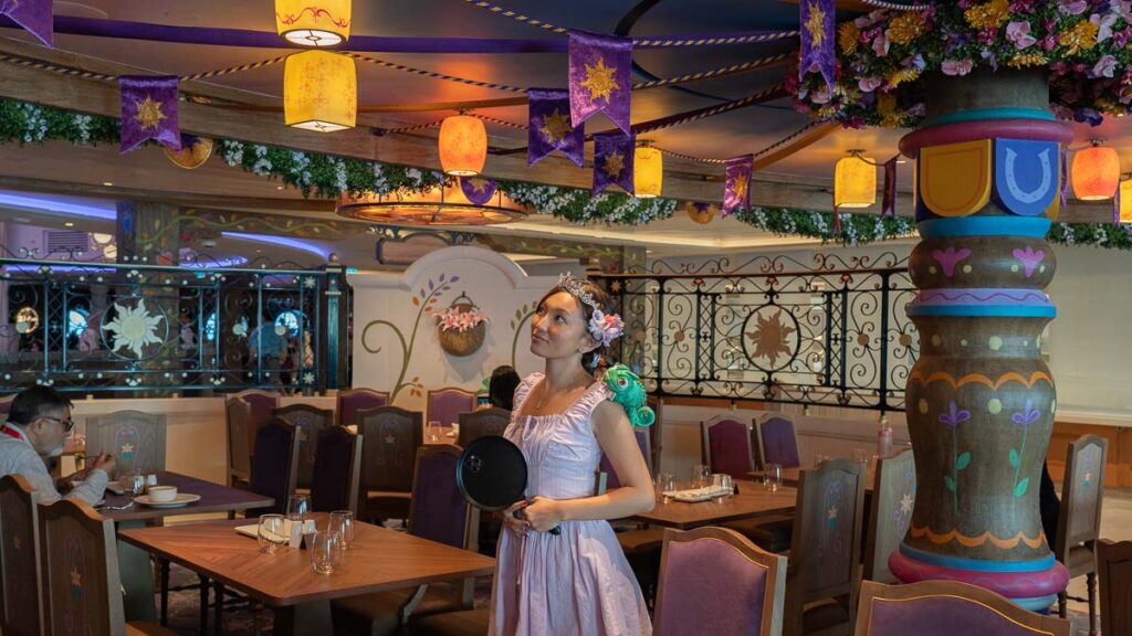 Girl in Enchanted Summer Restaurant - Disney Adventure Cruise Review