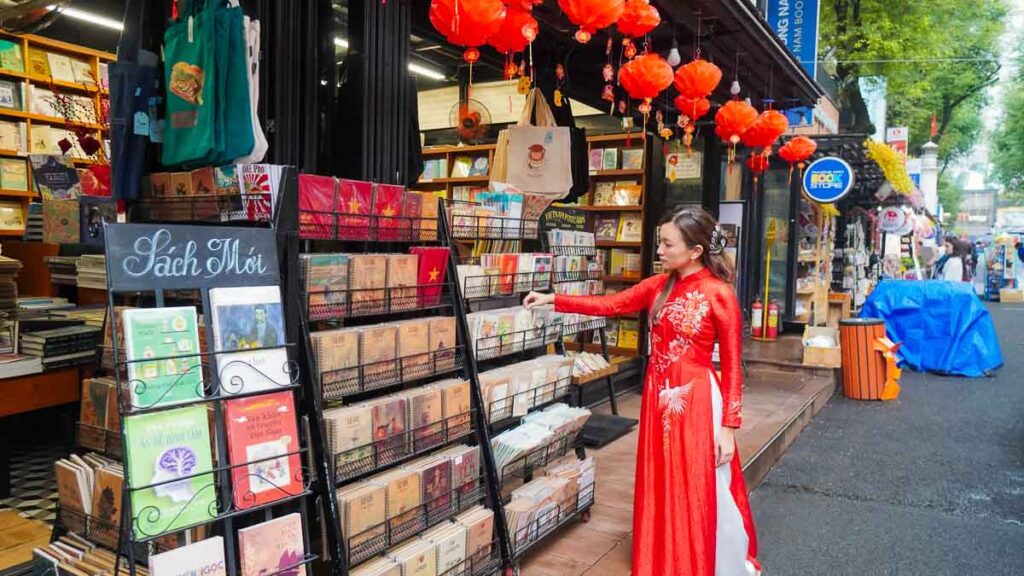 Lady doing a Book Street Walk - Ho Chi Minh City Budget Itinerary