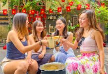 Girls drinking drinks at cafe - Ho Chi Minh City Girls Trip