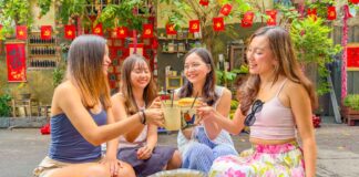 Girls drinking drinks at cafe - Ho Chi Minh City Girls Trip