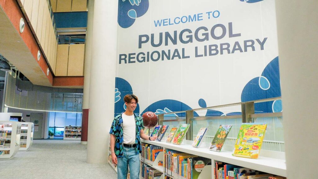 Entrance of a big Library - things to do in punggol