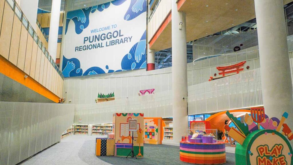Entrance of a big Library - things to do in punggol
