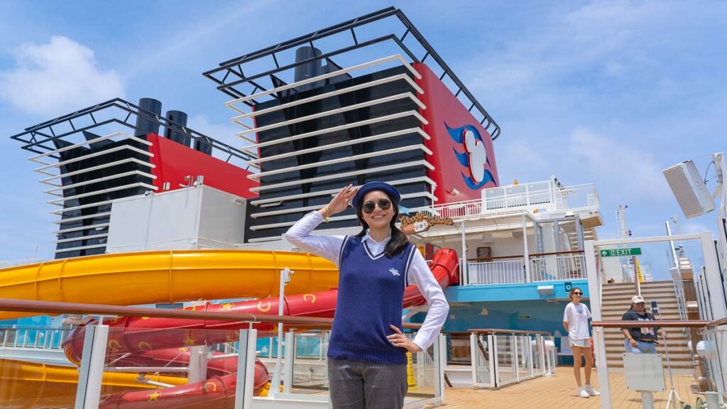 Girl at Ship Top Deck - Disney Adventure Cruise Review