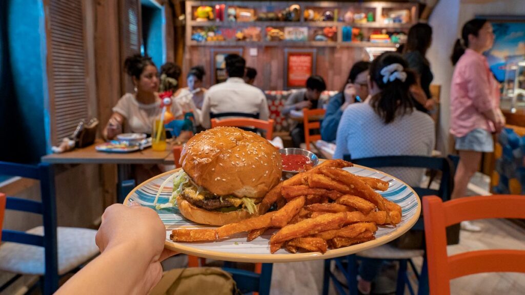 Stitches Ohana Grill Burger - Things to Eat on Disney Adventure Cruise